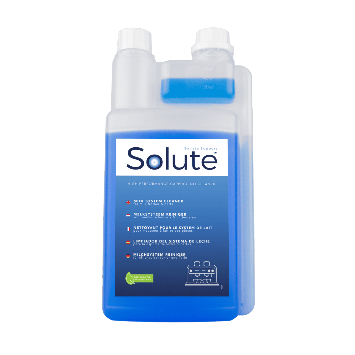 Solute melksysteemreiniger 1000 ml voor het reinigen van het melksysteem